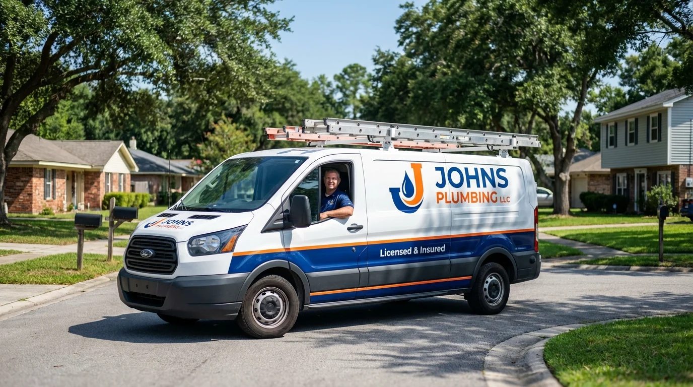 Johns Plumbing LLC service van in Marion, IA